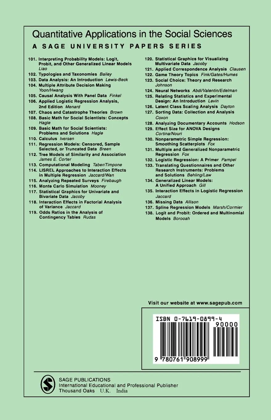 Rückseite: 9780761908999 | Statistical Graphics for Visualizing Multivariate Data, Volume 120
