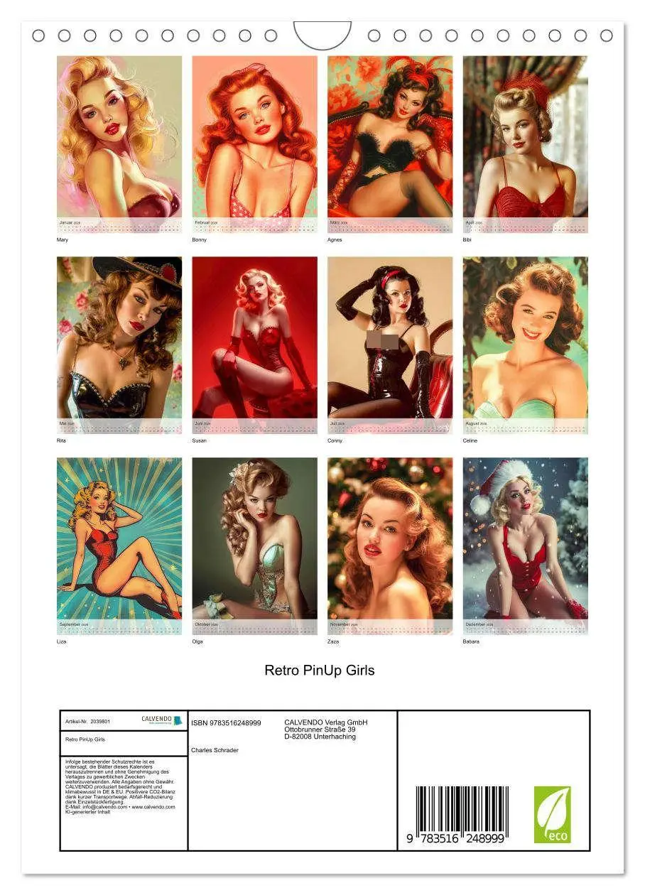 Bild: 9783516248999 | Retro PinUp Girls (Wandkalender 2026 DIN A4 hoch), CALVENDO...