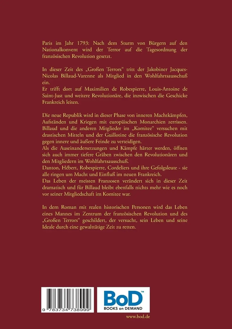 Rückseite: 9783734738999 | Billaud-Varenne Anwalt des Terrors | Tom Malone | Taschenbuch | 520 S.
