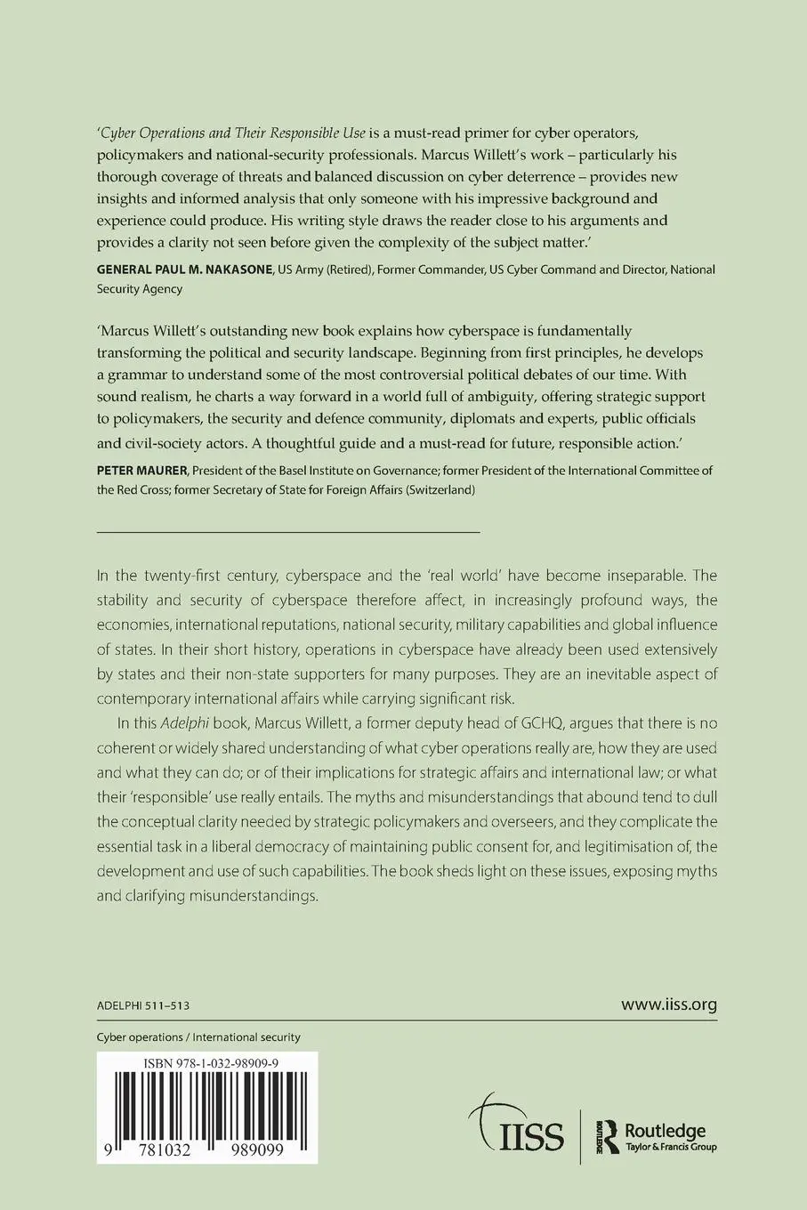 Rückseite: 9781032989099 | Cyber Operations and Their Responsible Use | Marcus Willett | Buch