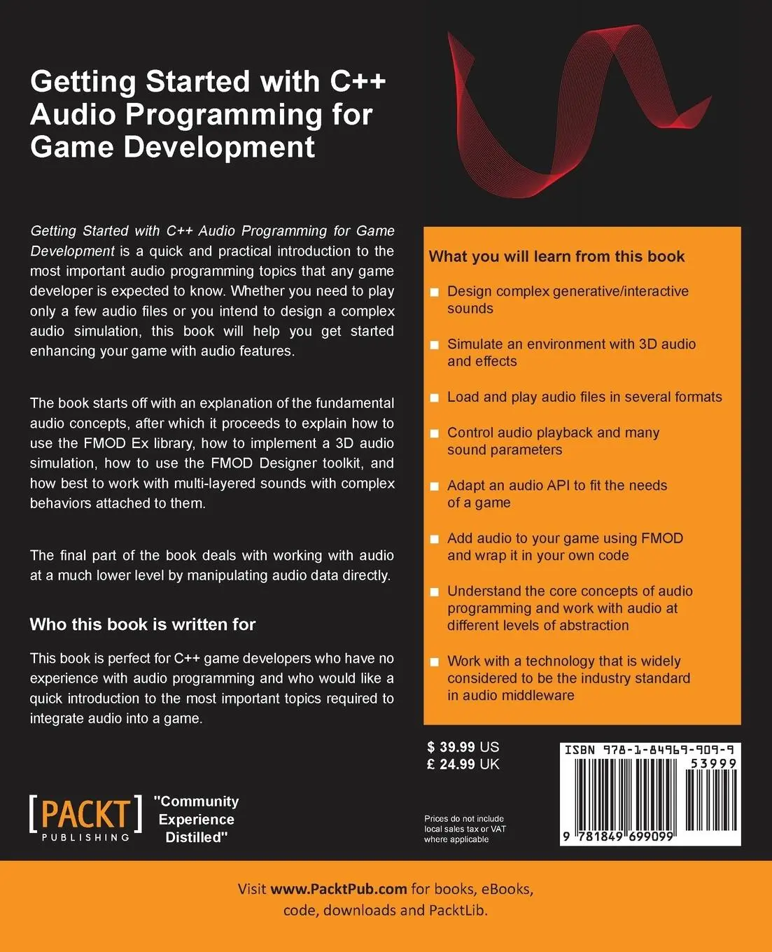 Rückseite: 9781849699099 | Getting Started with C++ Audio Programming for Game Development | Buch