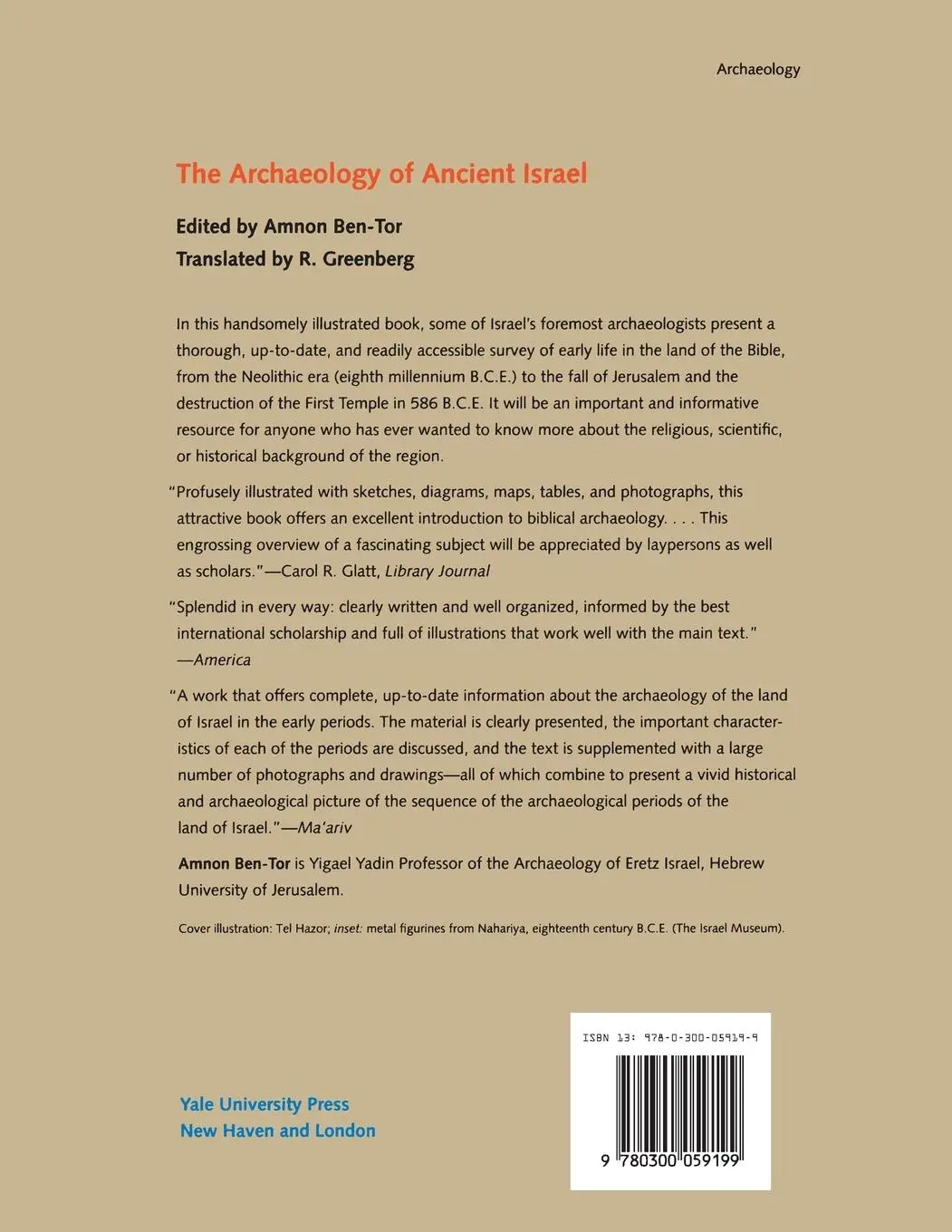 Rückseite: 9780300059199 | The Archaeology of Ancient Israel | Amnon Ben-Tor | Taschenbuch | 1994