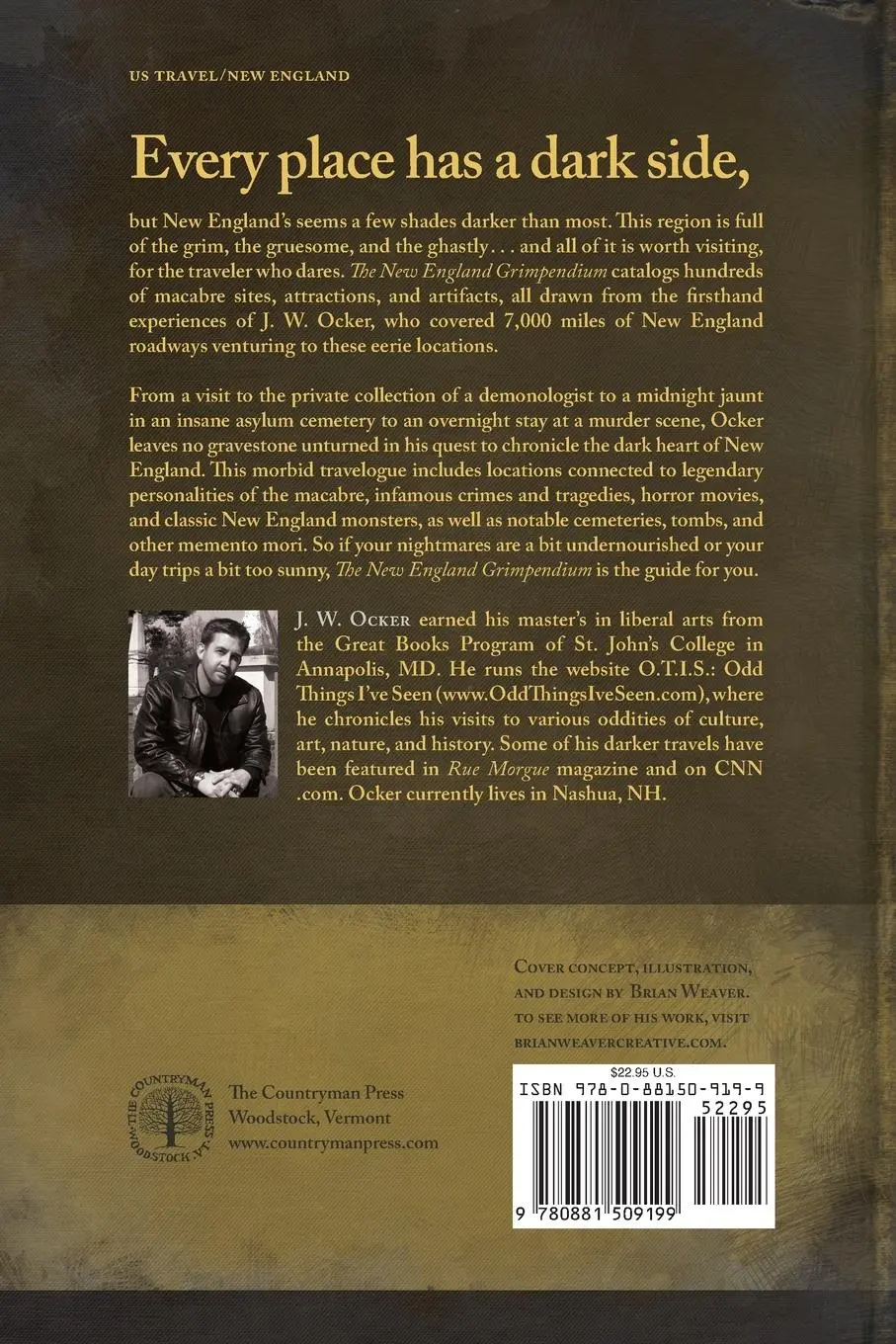Rückseite: 9780881509199 | New England Grimpendium | A Guide to Macabre and Ghastly Sites | Ocker