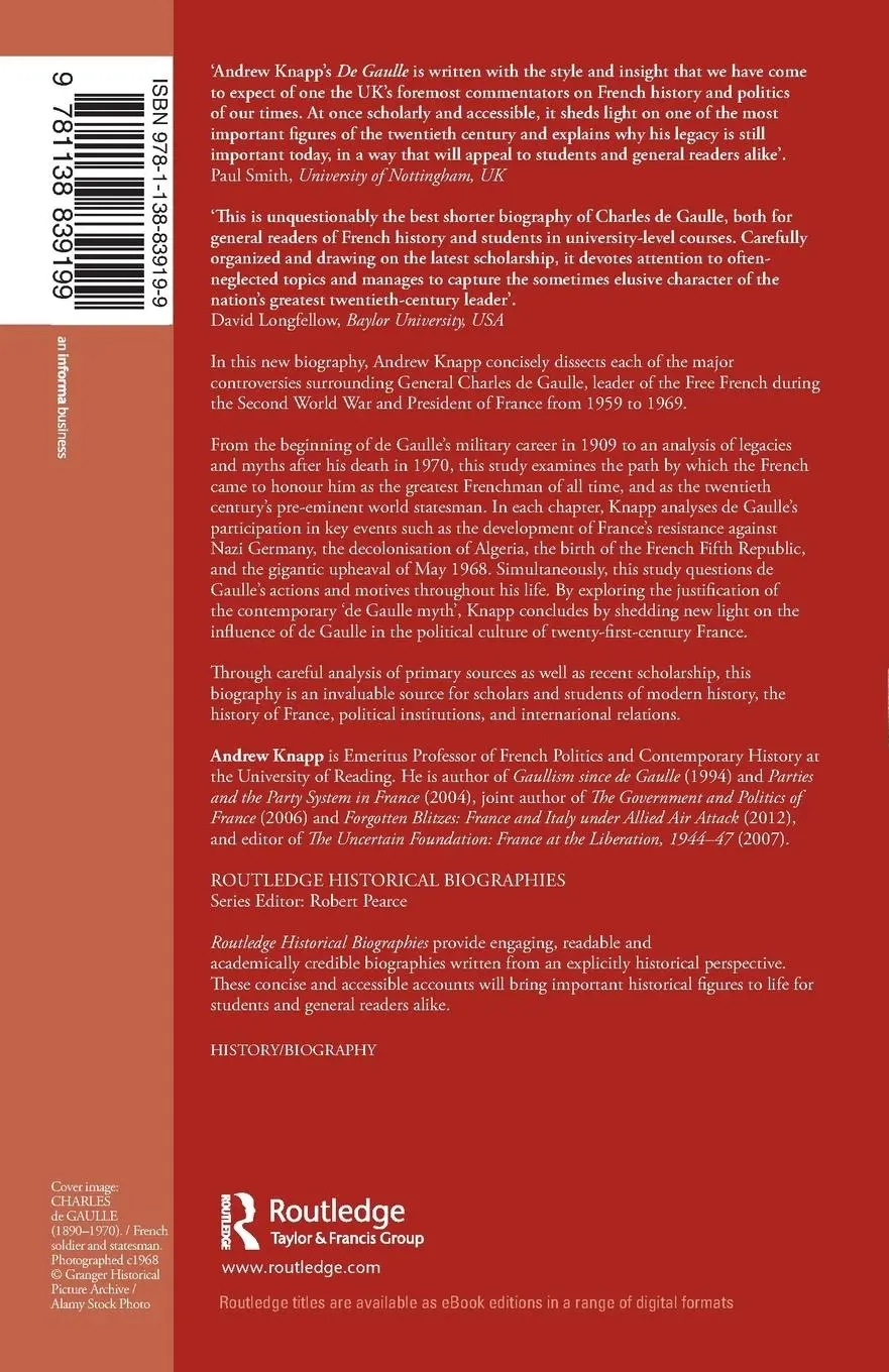Rückseite: 9781138839199 | Charles de Gaulle | Andrew Knapp | Taschenbuch | Englisch | 2020
