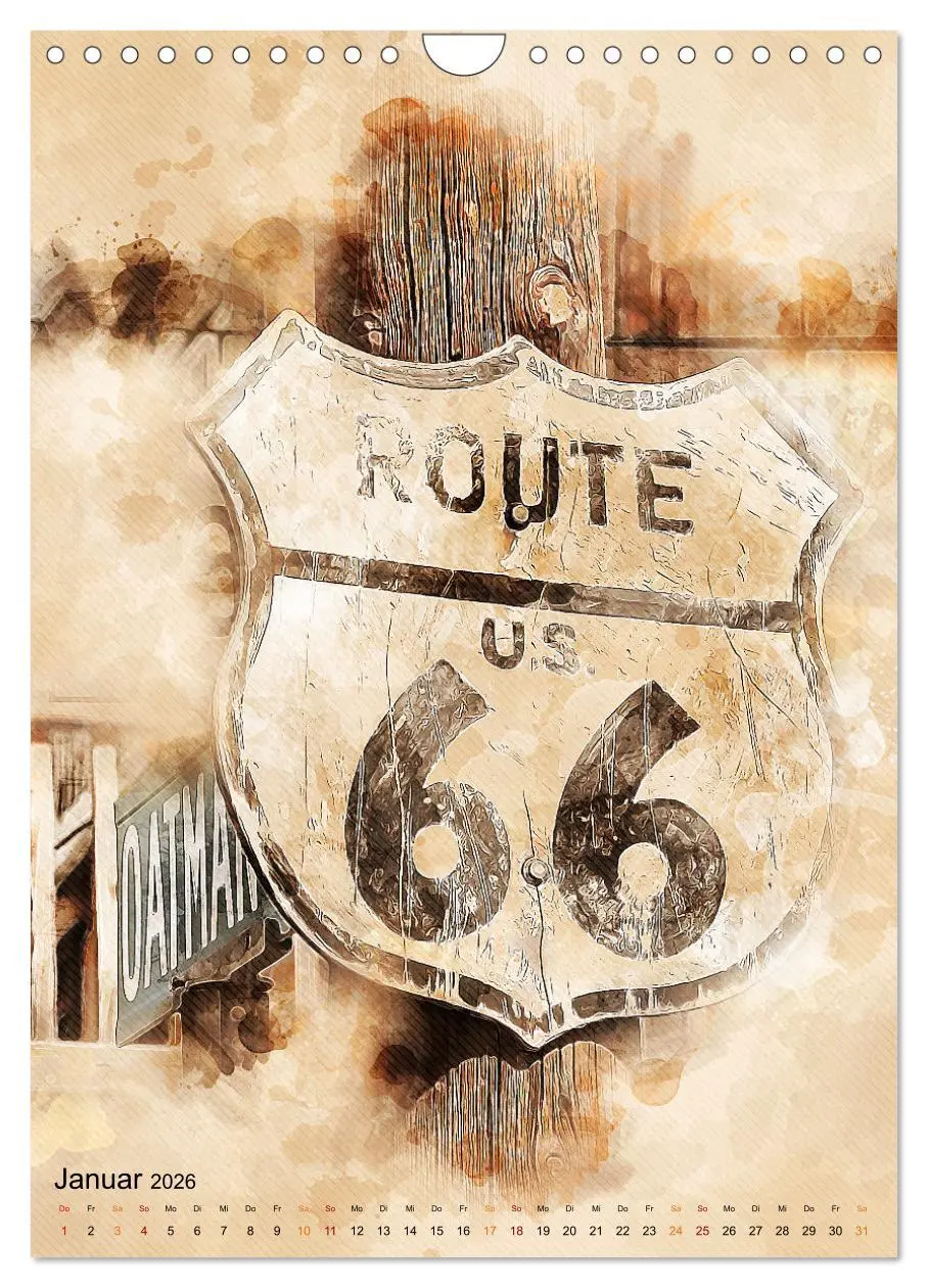 Bild: 9783516369199 | Route 66 - 2451 Meilen (Wandkalender 2026 DIN A4 hoch), CALVENDO...