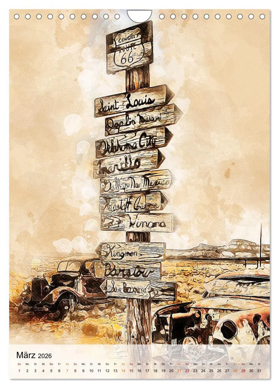 Bild: 9783516369199 | Route 66 - 2451 Meilen (Wandkalender 2026 DIN A4 hoch), CALVENDO...