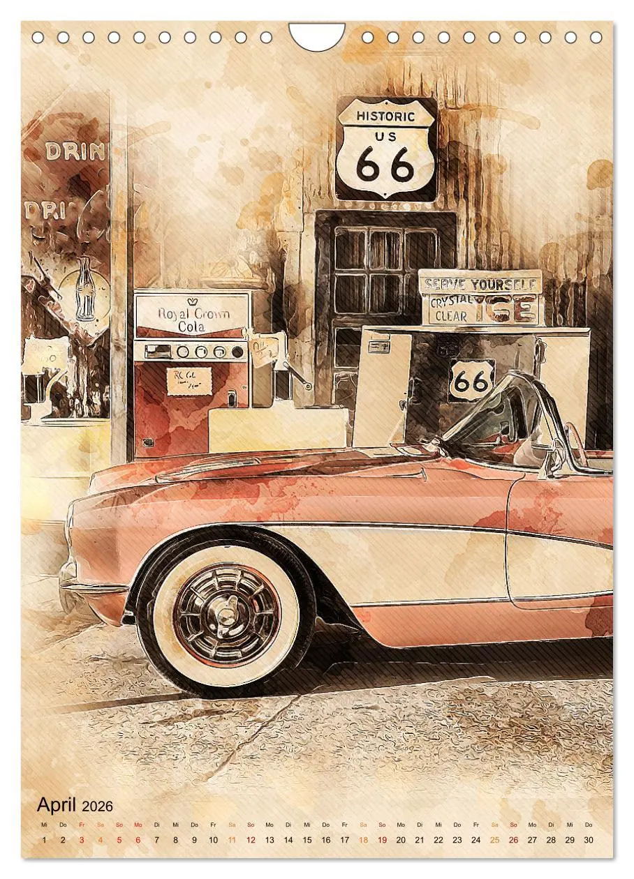 Bild: 9783516369199 | Route 66 - 2451 Meilen (Wandkalender 2026 DIN A4 hoch), CALVENDO...
