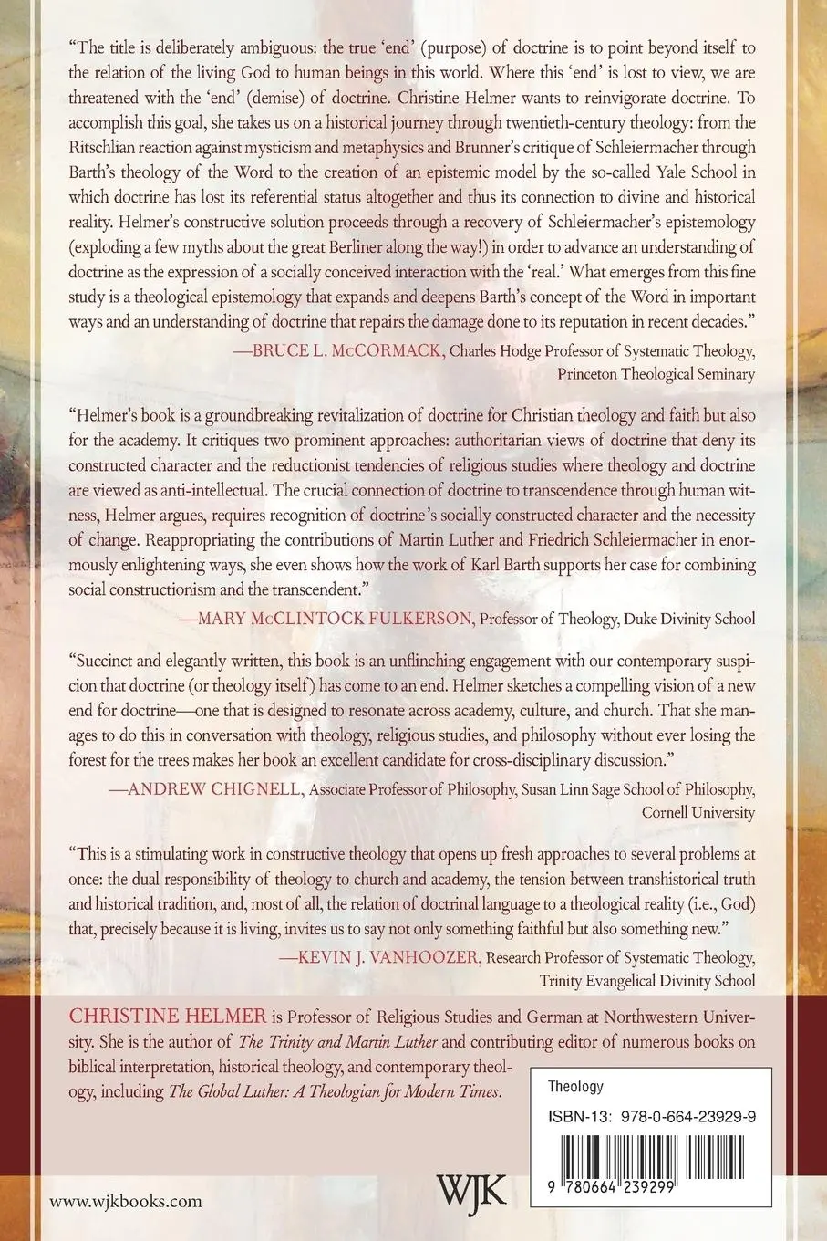 Rückseite: 9780664239299 | Theology and the End of Doctrine | Christine Helmer | Taschenbuch