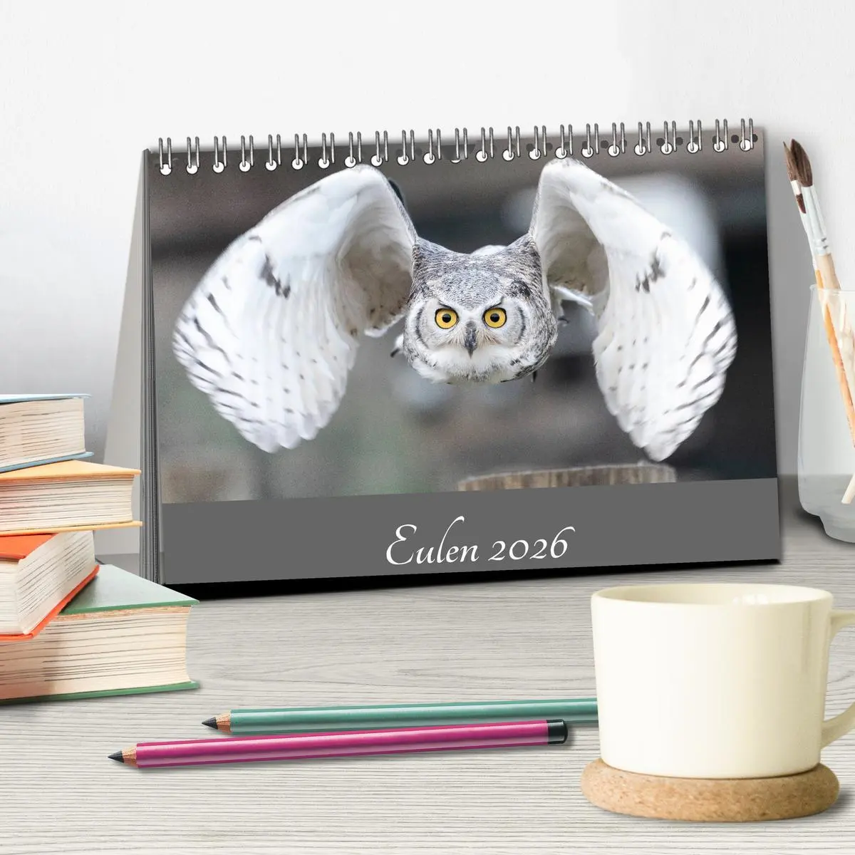 Bild: 9783457719299 | Eulen 2026 (Tischkalender 2026 DIN A5 quer), CALVENDO Monatskalender