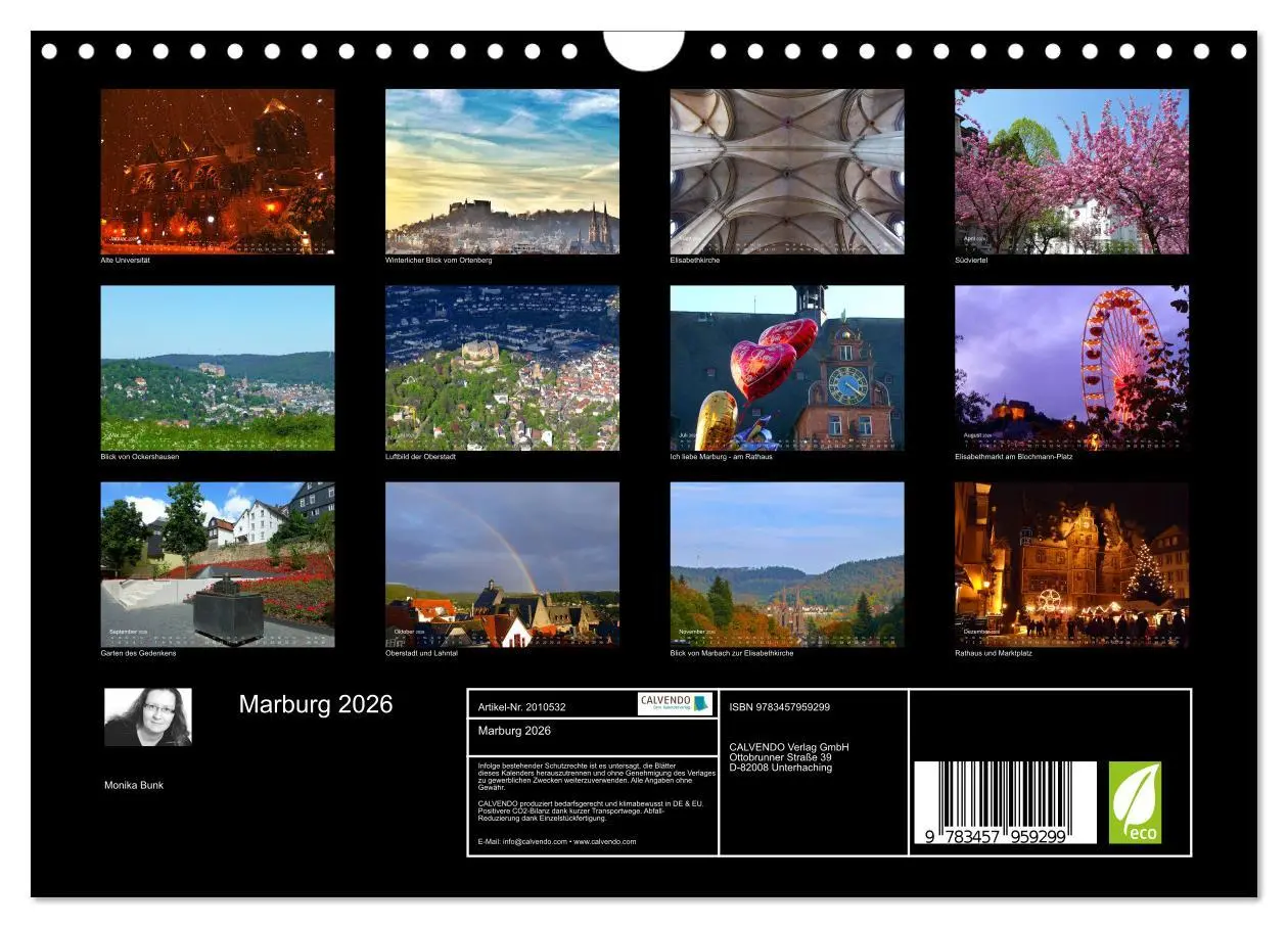Bild: 9783457959299 | Marburg 2026 (Wandkalender 2026 DIN A4 quer), CALVENDO Monatskalender
