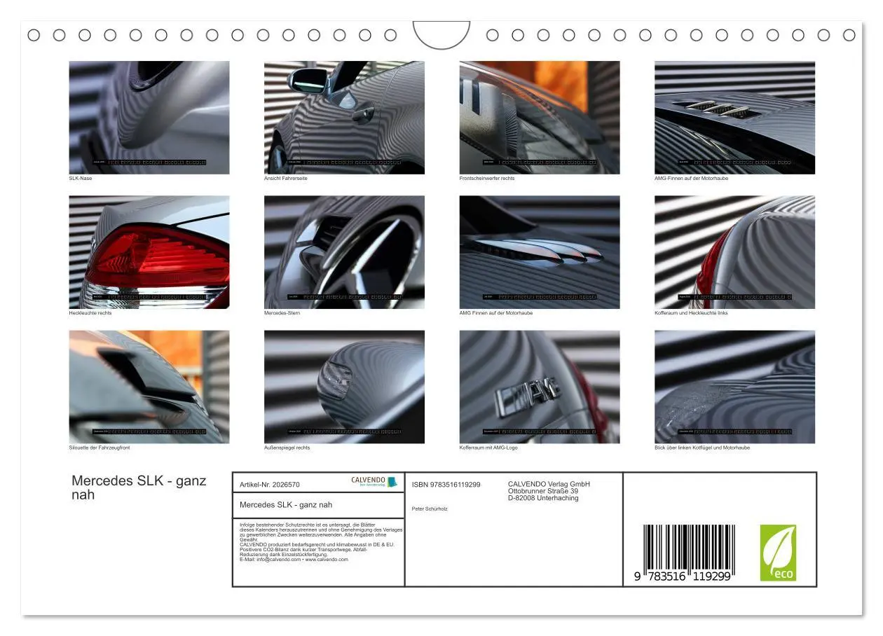 Bild: 9783516119299 | Mercedes SLK - ganz nah (Wandkalender 2026 DIN A4 quer), CALVENDO...