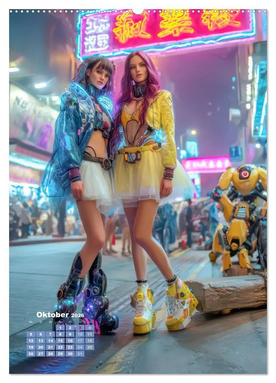 Bild: 9783516669299 | Cyberpunk Ästhetik - Neonstadt mit seinne Bewohnern (Wandkalender...