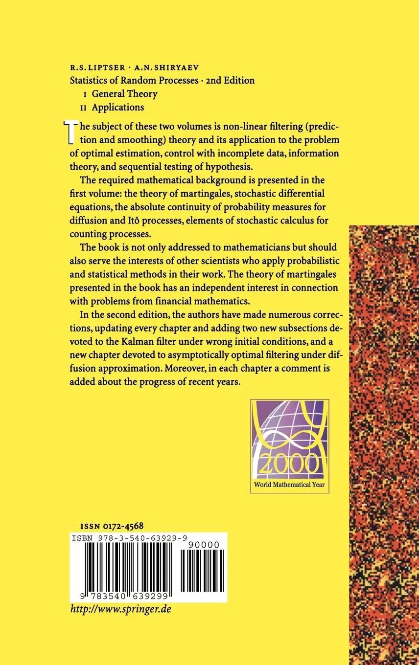 Rückseite: 9783540639299 | Statistics of Random Processes | I. General Theory | Liptser (u. a.)