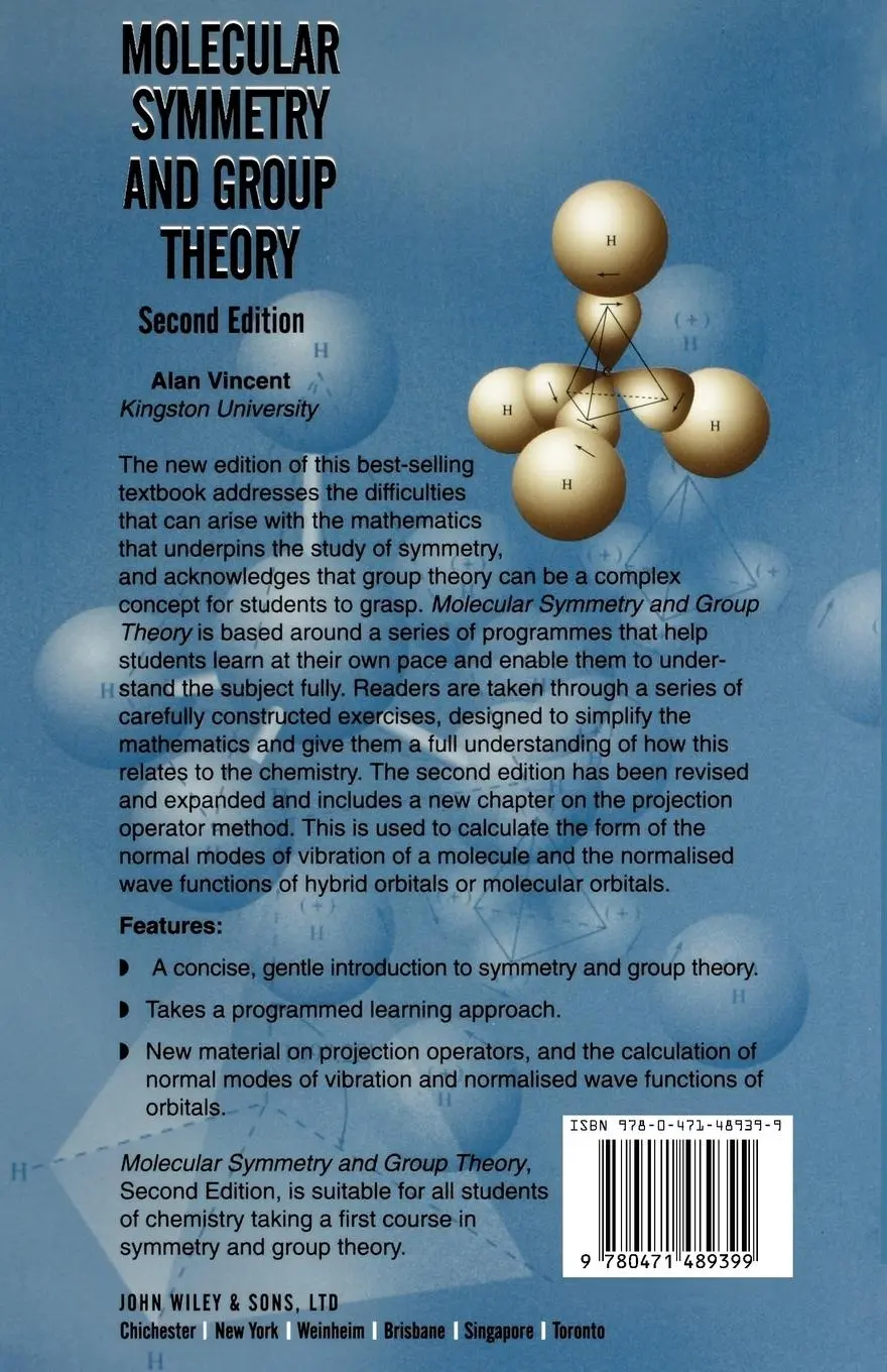 Rückseite: 9780471489399 | Molecular Symmetry and Group Theory | Alan Vincent | Taschenbuch | X