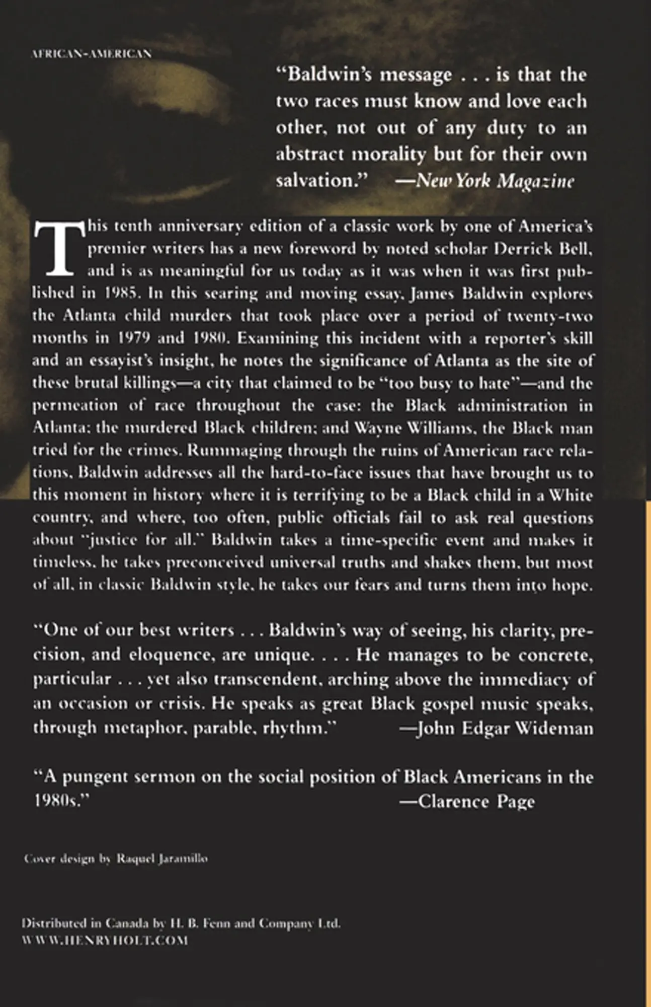 Rückseite: 9780805039399 | The Evidence of Things Not Seen | Reissued Edition | Baldwin (u. a.)