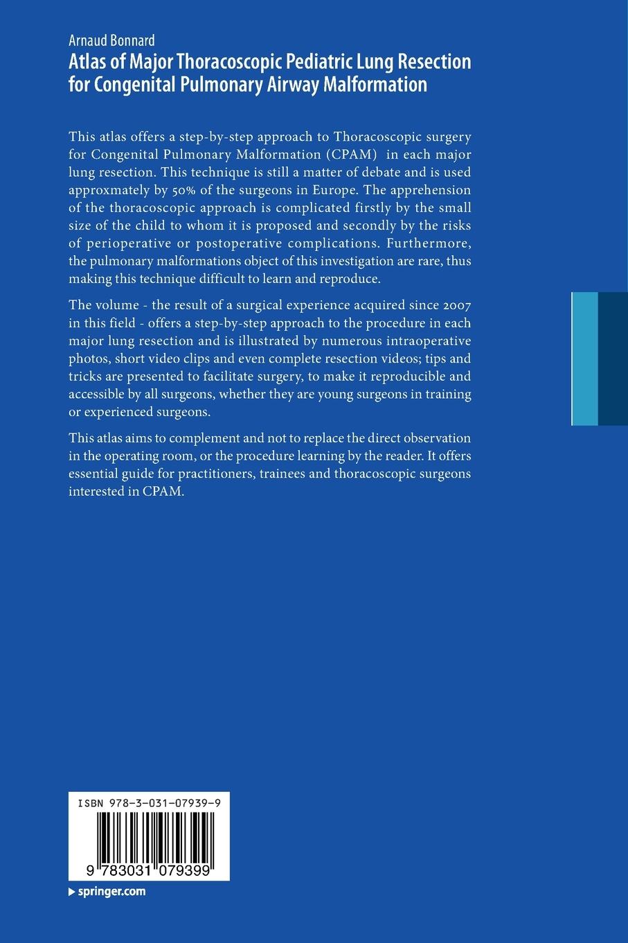 Rückseite: 9783031079399 | Atlas of Major Thoracoscopic Pediatric Lung Resection for...