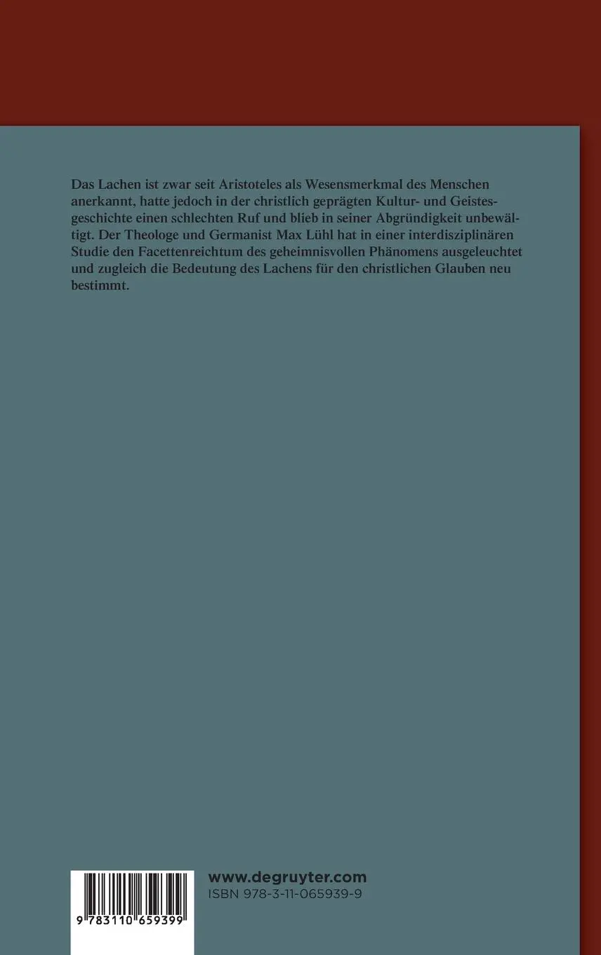 Rückseite: 9783110659399 | Lachen als anthropologisches Phänomen | Theologische Perspektiven