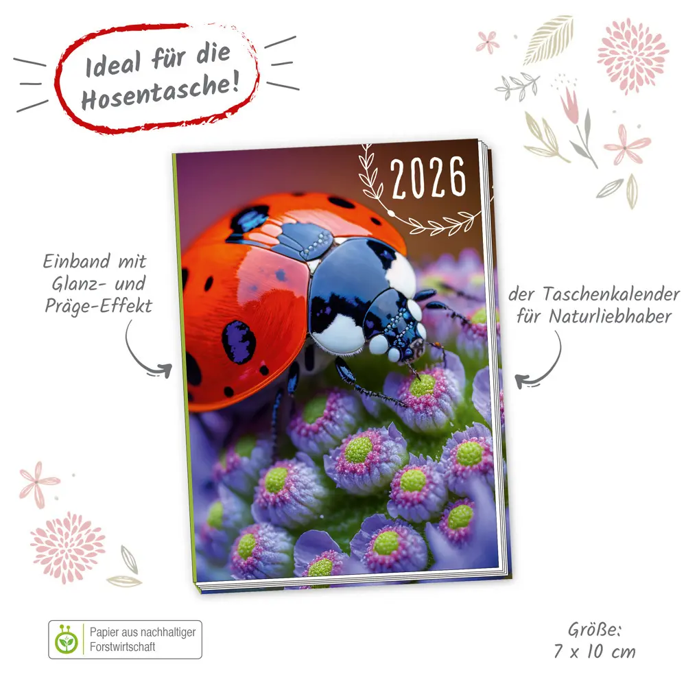 Bild: 4251901509499 | Trötsch Taschenkalender A7 Marienkäfer 2026 | Mini-Terminkalender | KG