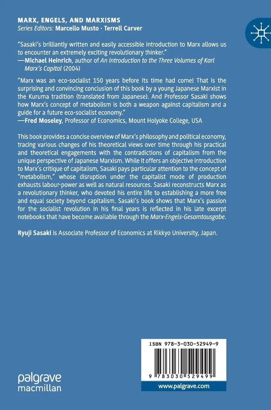 Rückseite: 9783030529499 | A New Introduction to Karl Marx | Ryuji Sasaki | Buch | xxv | Englisch