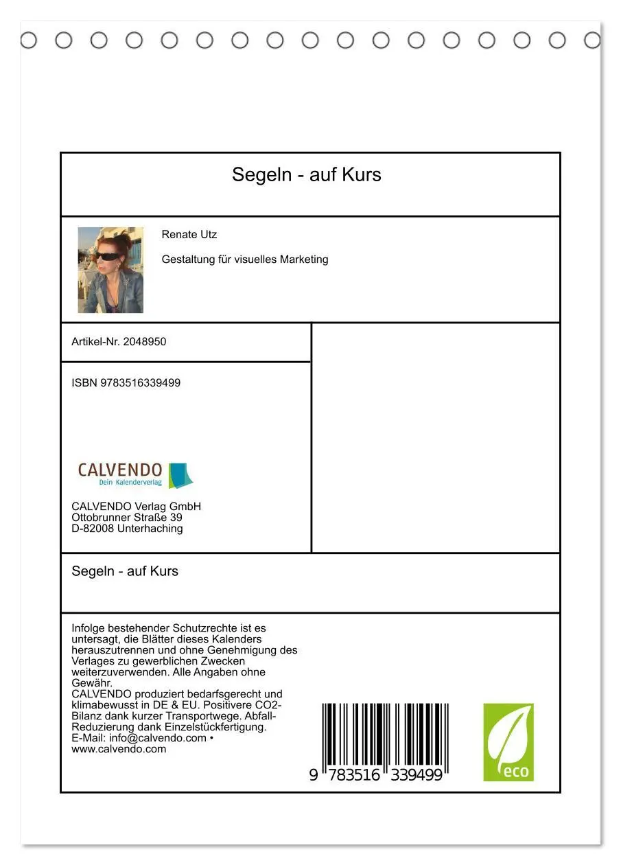 Bild: 9783516339499 | Segeln - auf Kurs (Tischkalender 2026 DIN A5 hoch), CALVENDO...