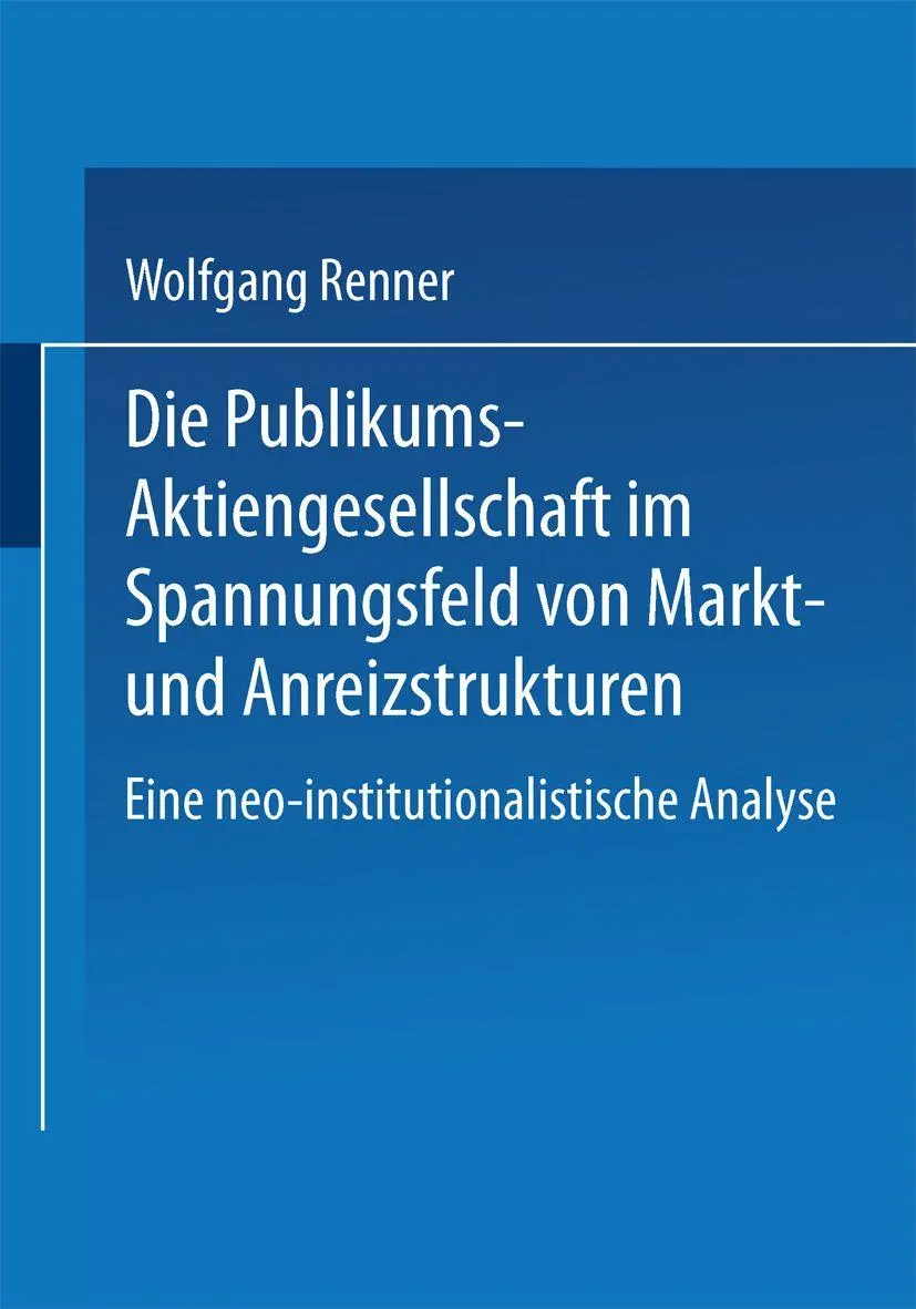 Cover: 9783824469499 | Die Publikums-Aktiengesellschaft im Spannungsfeld von Markt- und...
