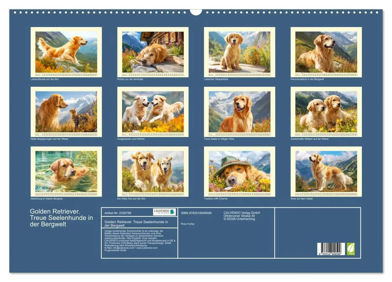Bild: 9783516949599 | Golden Retriever. Treue Seelenhunde in der Bergwelt (Wandkalender...