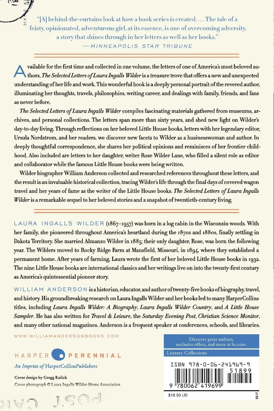 Rückseite: 9780062419699 | Selected Letters of Laura Ingalls Wilder, The | William Anderson