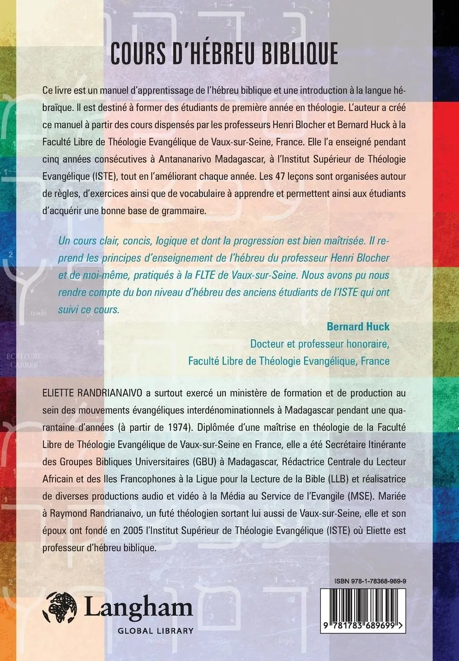 Rückseite: 9781783689699 | Cours d'hébreu biblique | Eliette Randrianaivo | Taschenbuch | 2015