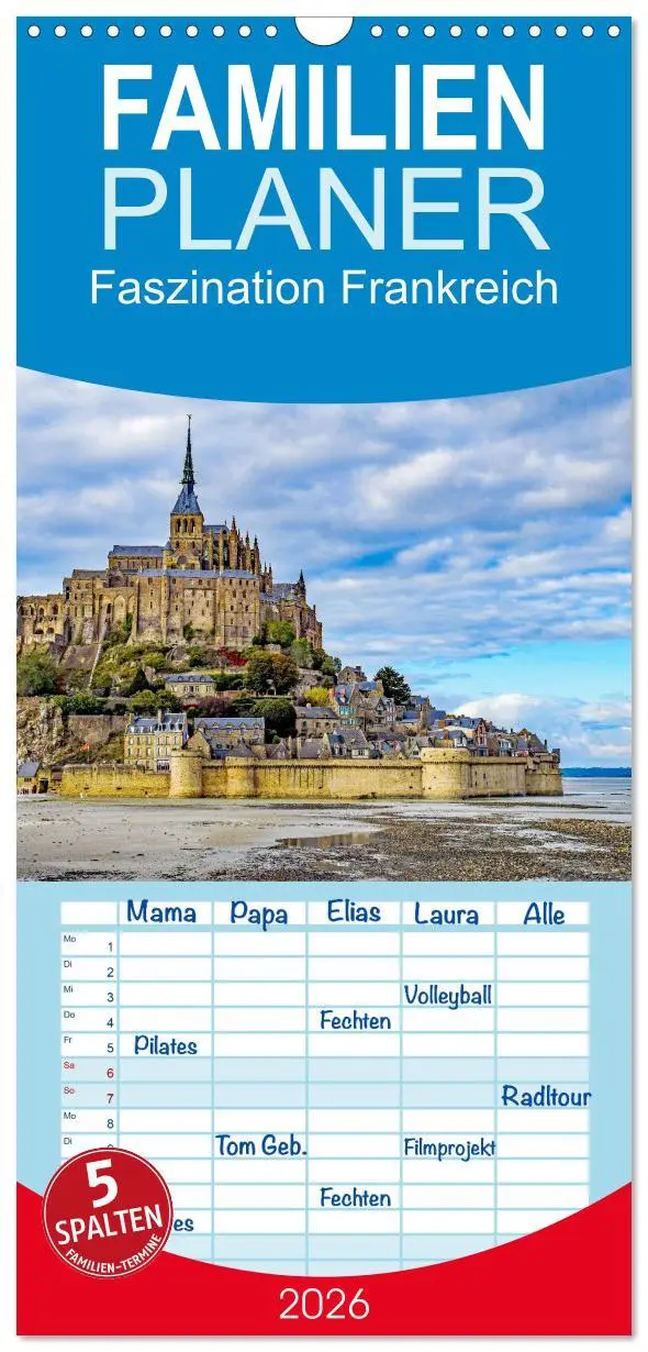 Cover: 9783516489699 | Familienplaner 2026 - Faszination Frankreich mit 5 Spalten...