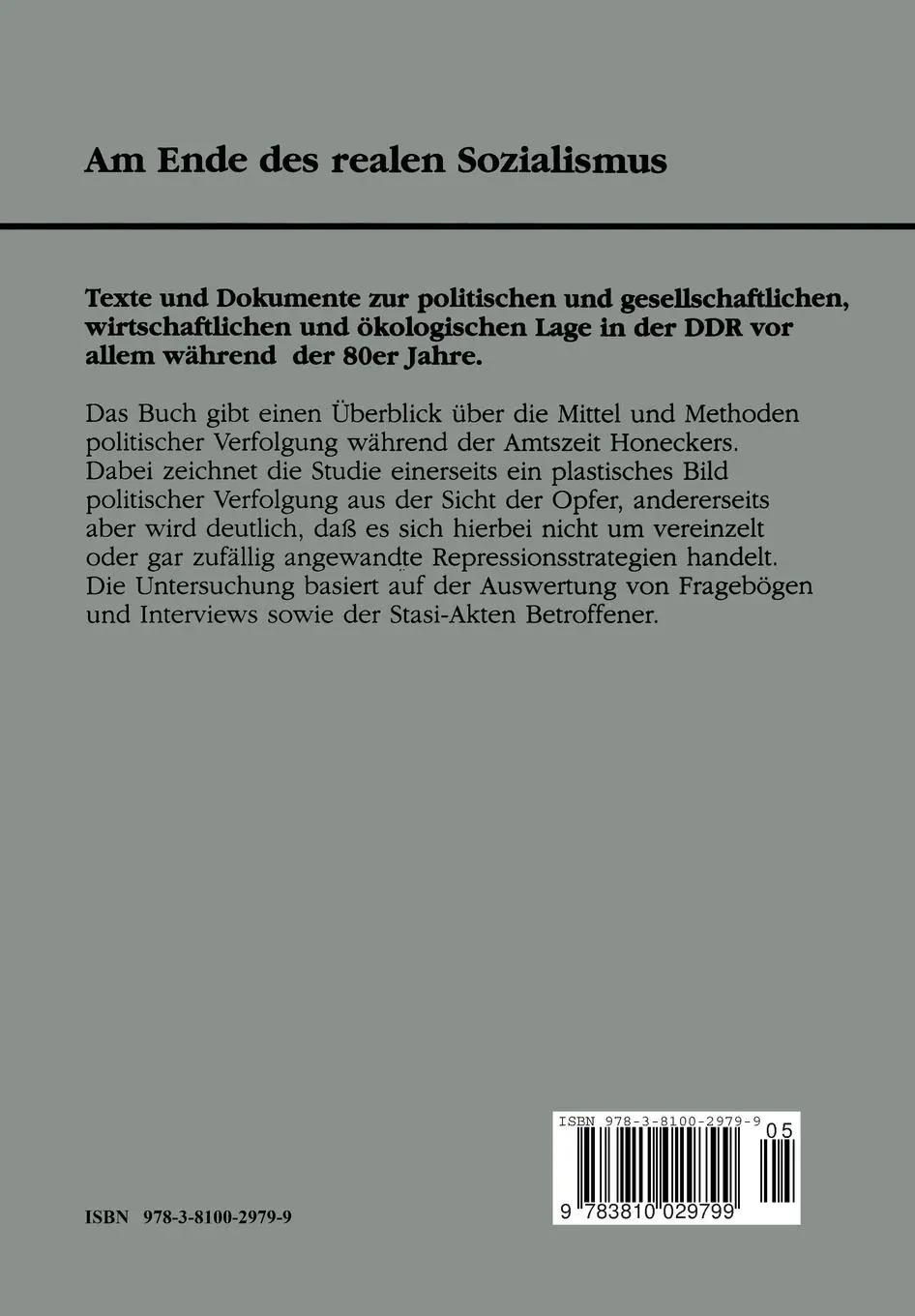 Rückseite: 9783810029799 | Zwischen Überwachung und Repression - Politische Verfolgung in der...