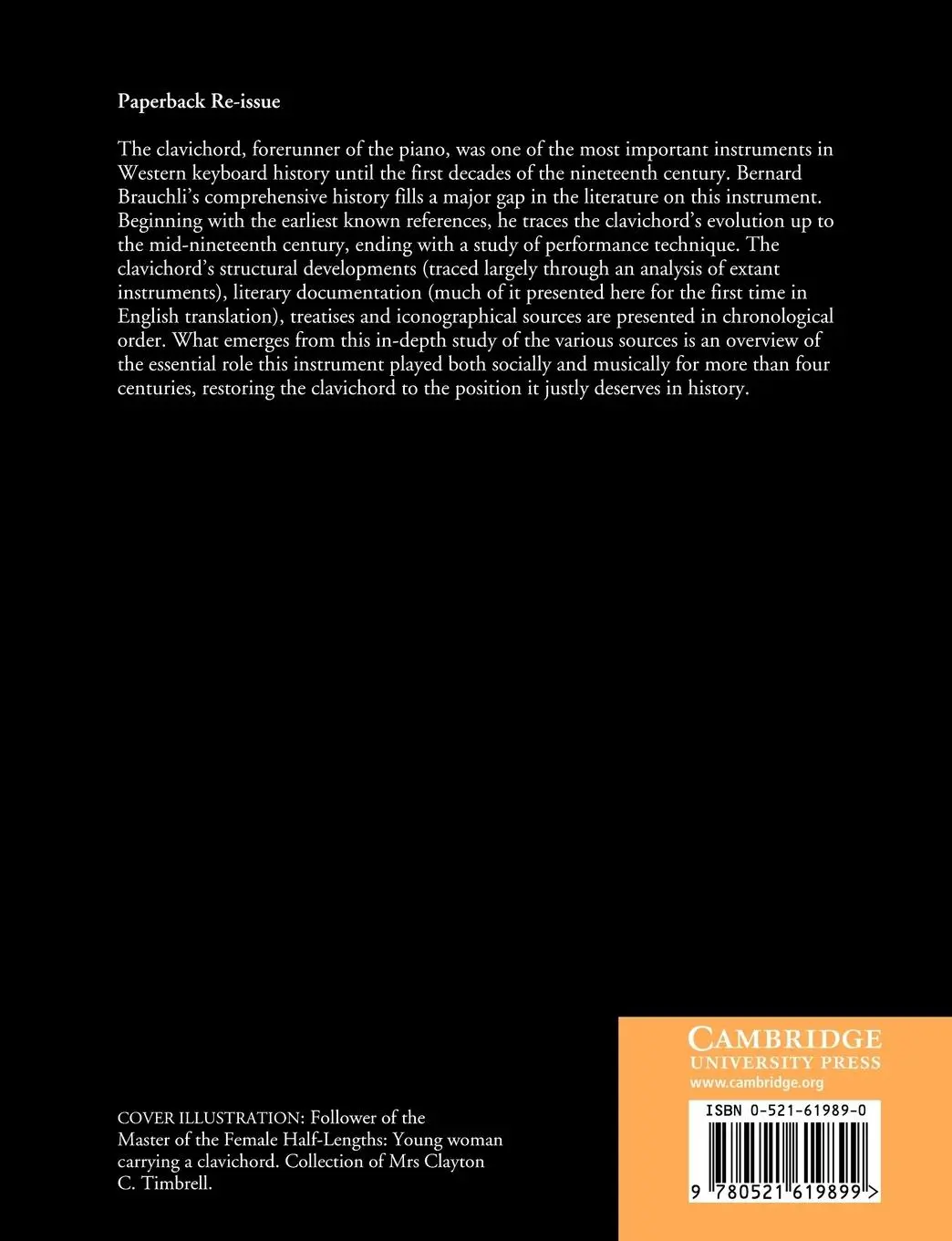 Rückseite: 9780521619899 | The Clavichord | Bernard Brauchli | Taschenbuch | Englisch | 2004