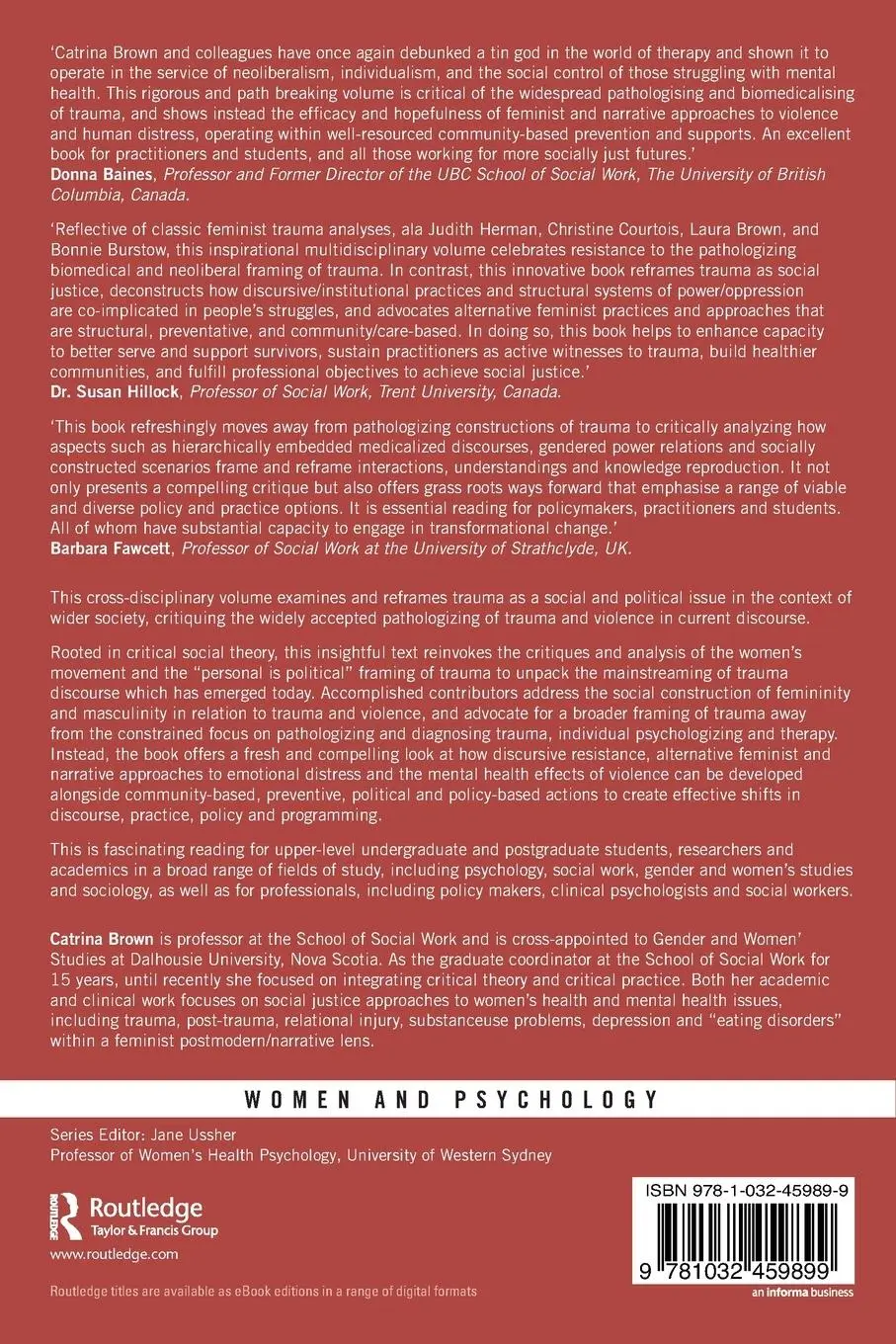 Rückseite: 9781032459899 | Reframing Trauma Through Social Justice | Catrina Brown | Taschenbuch