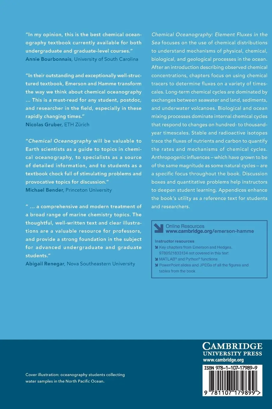 Rückseite: 9781107179899 | Chemical Oceanography | Steven R Emerson (u. a.) | Buch | Gebunden