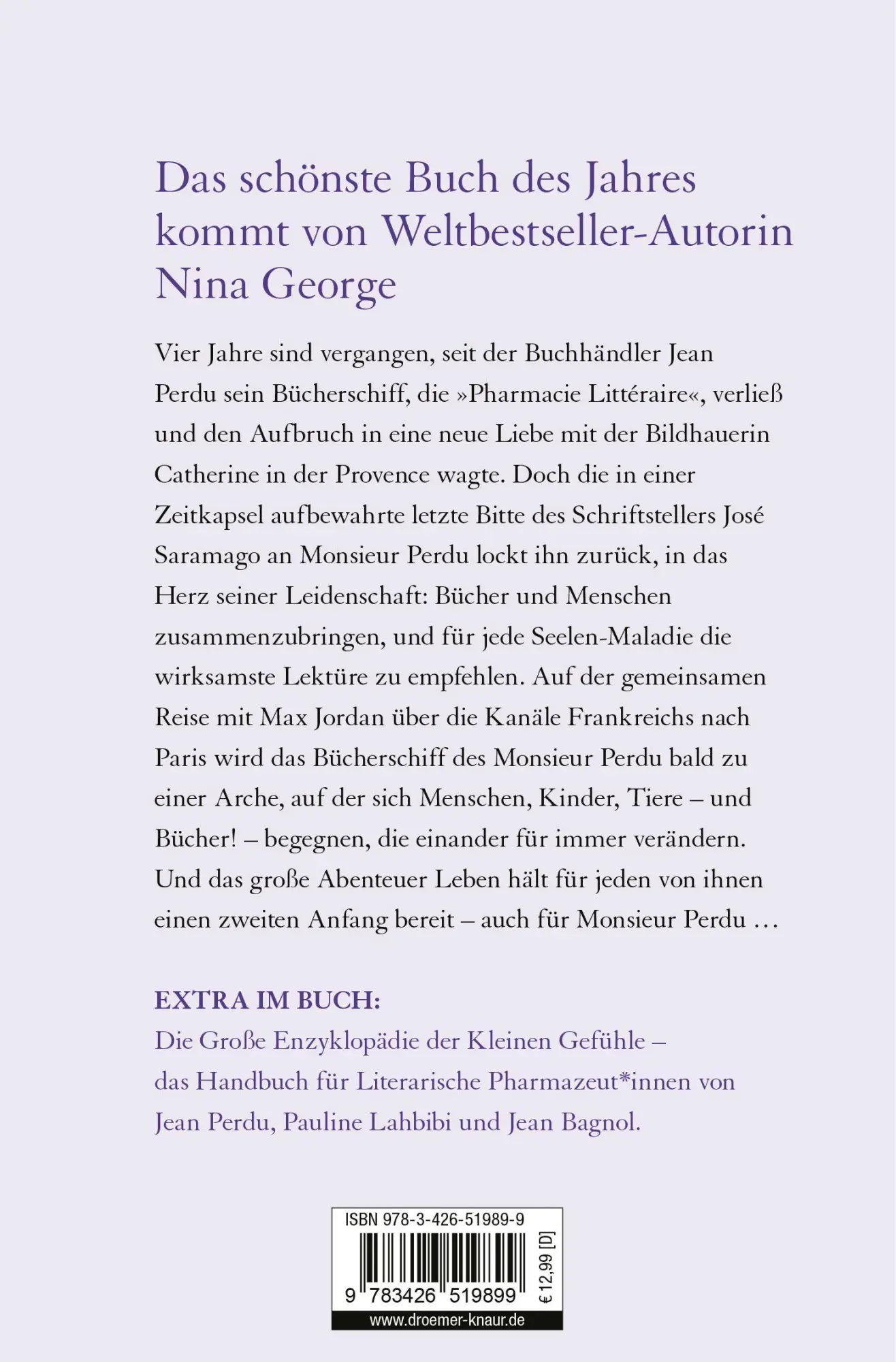 Rückseite: 9783426519899 | Das Bücherschiff des Monsieur Perdu | Nina George | Taschenbuch | 2025