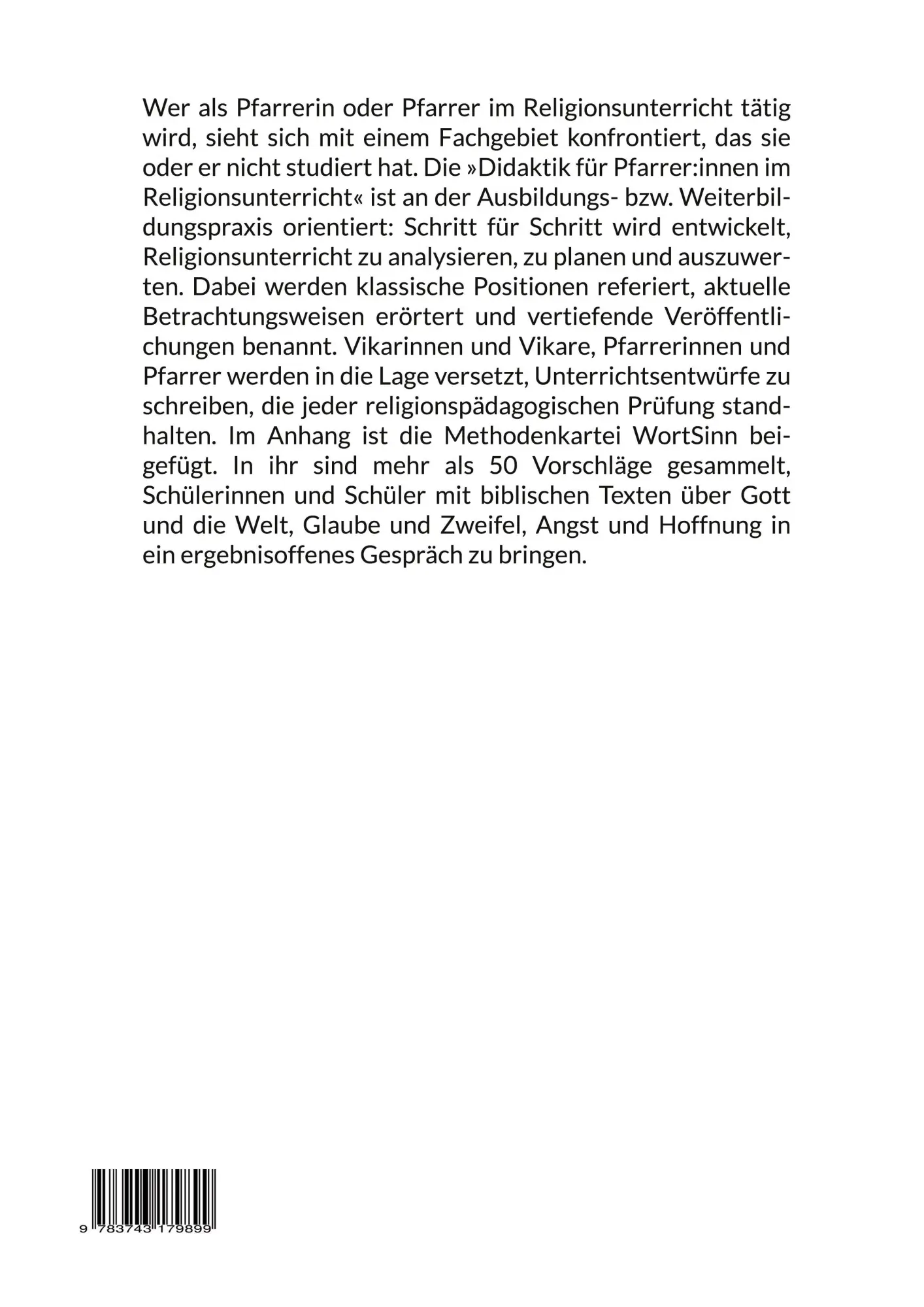 Rückseite: 9783743179899 | Didaktik für Pfarrer:innen im Religionsunterricht | Dietmar Gerts