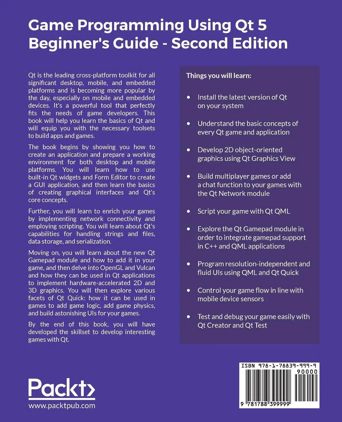 Rückseite: 9781788399999 | Game Programming Using Qt 5, Beginner's Guide - Second Edition | Buch